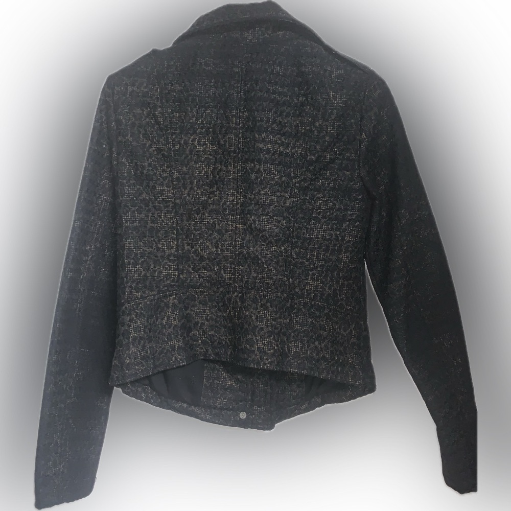 We The Free Black Houndstooth Leopard Print Moto Jacket With Red Zippers Size 4 - Picture 2 of 10